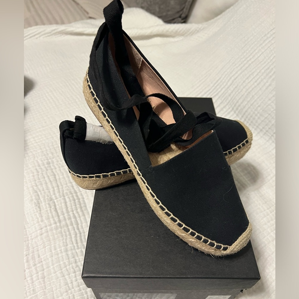 *NEW* Black canvas ankle tie espadrille - J. Crew - Size 9